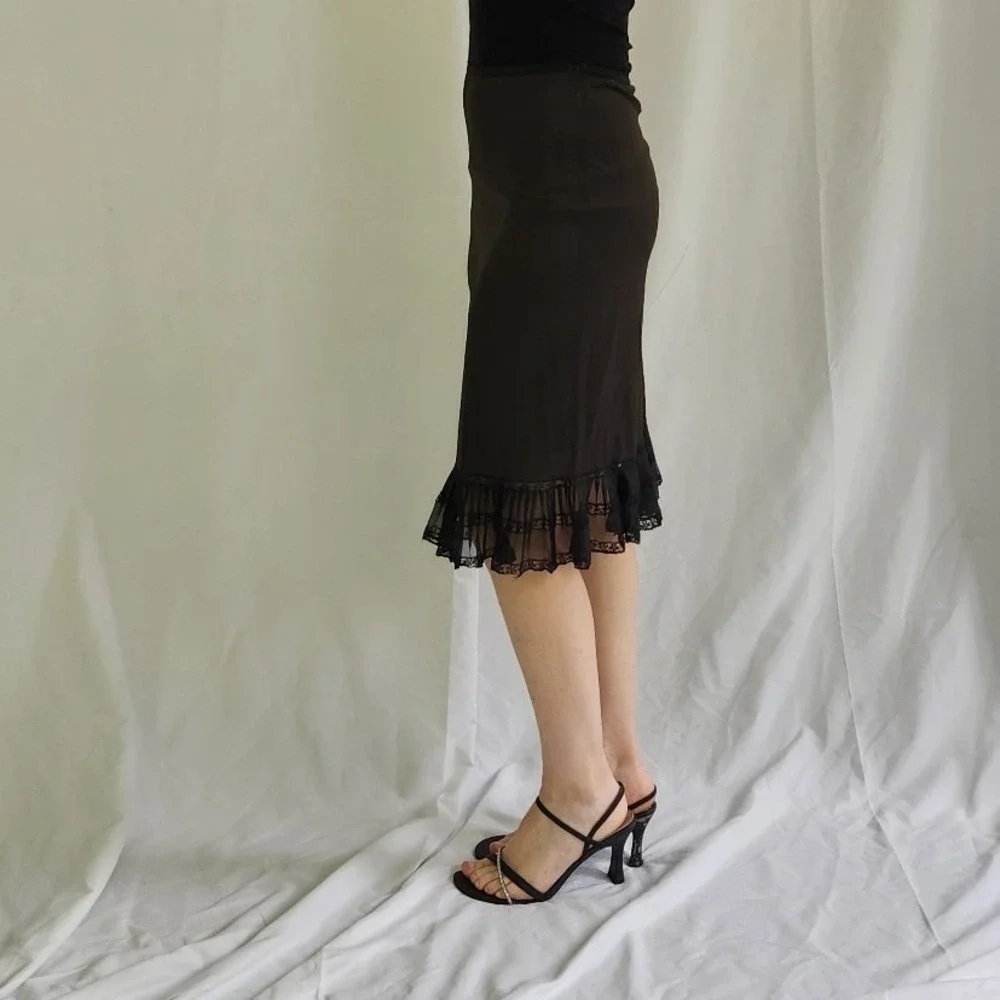 70s Black Nylon‎ Frilly Half Slip - Picture 2 of 5